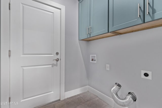 1724 N Main Dr, Apache Junction, AZ 85120 - laundry area with cabinet space, washer hookup, baseboards, electric dryer hookup, and tile patterned flooring