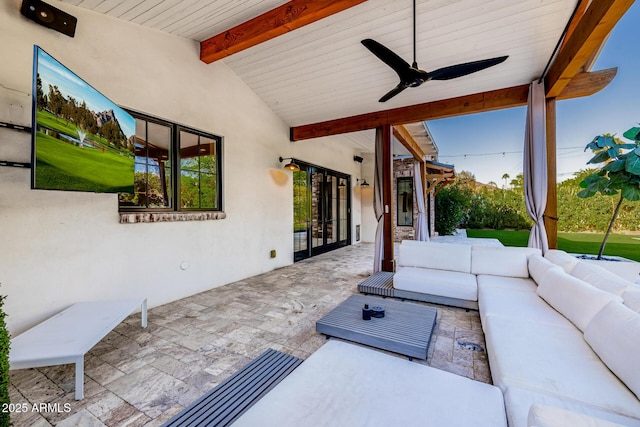 view of patio / terrace featuring an outdoor hangout area and ceiling fan