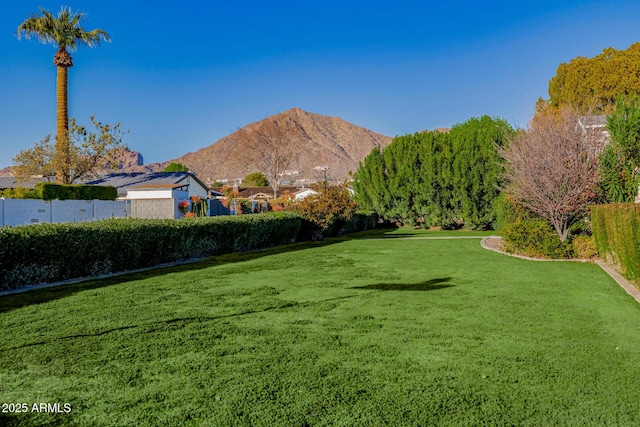 view of yard featuring a mountain view