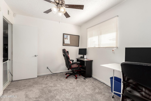 6426 W Lamar Rd, Glendale, AZ 85301 - carpeted home office featuring a ceiling fan, baseboards, and a textured ceiling