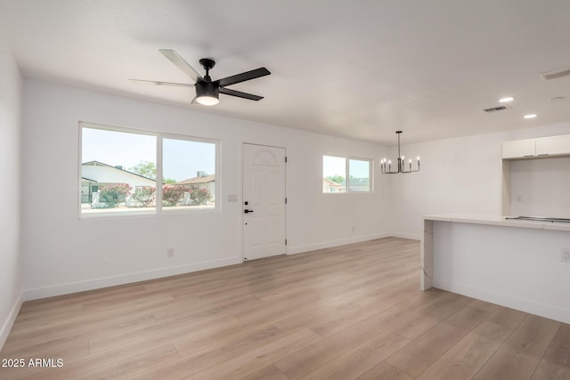 2443 E Randall Dr, Tempe, AZ 85288 - entrance foyer featuring a chandelier, light wood finished floors, a ceiling fan, baseboards, and recessed lighting