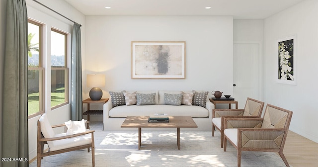 living room featuring light hardwood / wood-style floors