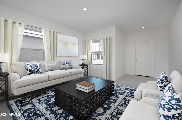 view of tiled living room