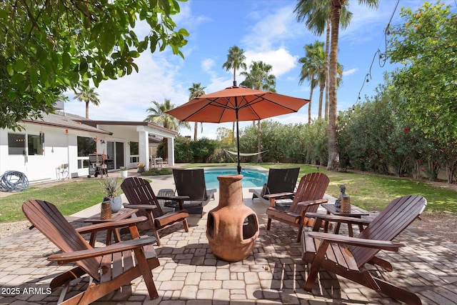 view of patio / terrace featuring an outdoor pool