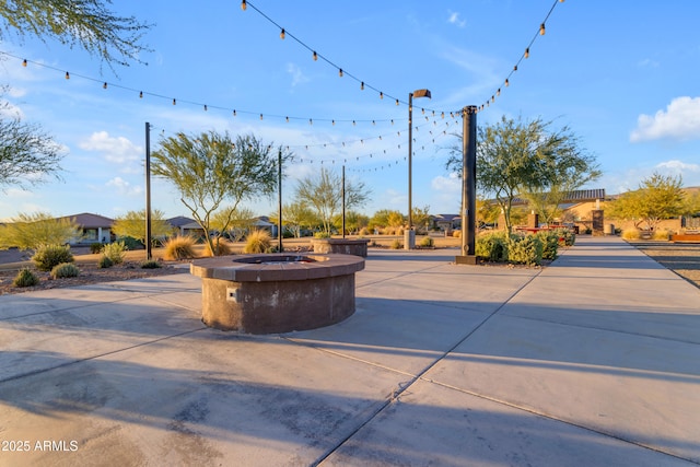 exterior space featuring a fire pit