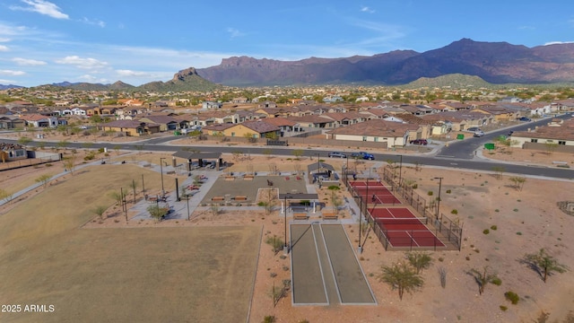 bird's eye view with a residential view and a mountain view