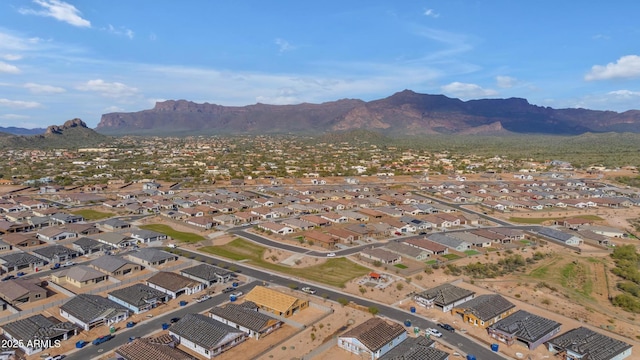 birds eye view of property with a residential view and a mountain view