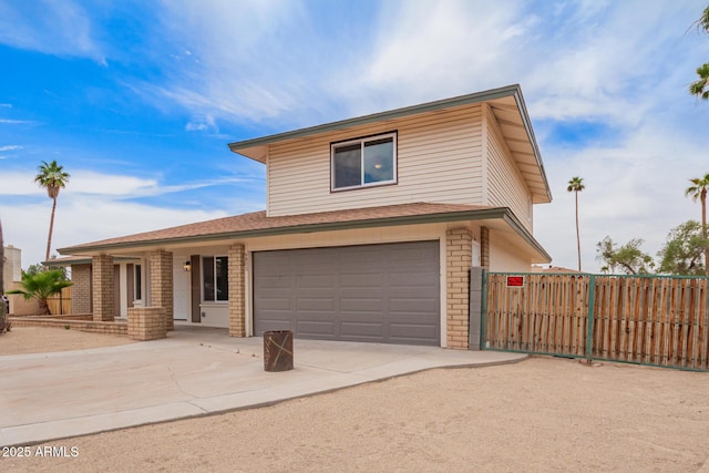 9803 N 40th Dr, Phoenix, AZ 85051 - view of front of property with driveway, brick siding, a garage, covered porch, and roof with shingles