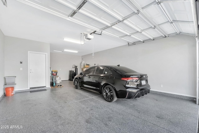 garage with a garage door opener