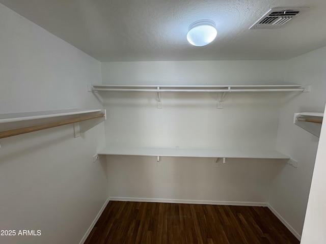 walk in closet featuring dark hardwood / wood-style flooring