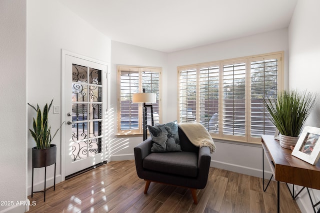 sitting room featuring hardwood / wood-style flooring