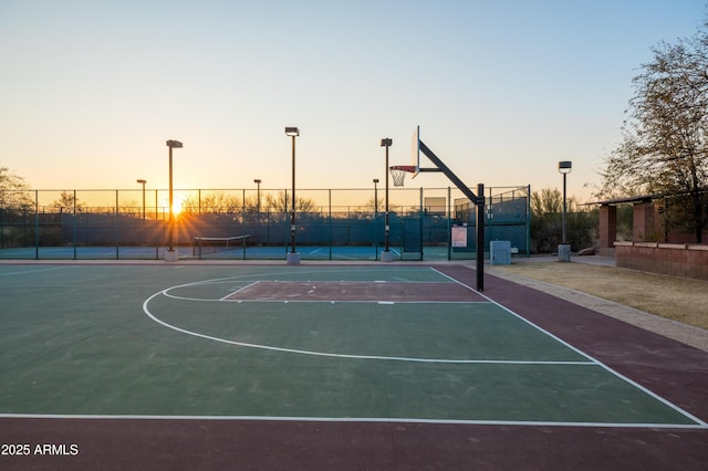 view of basketball court with tennis court