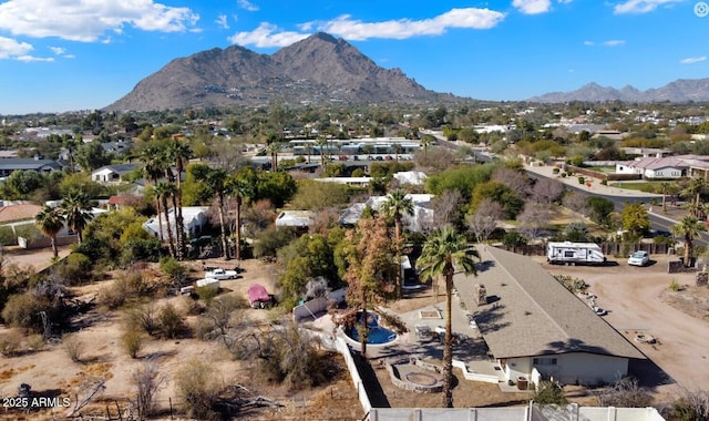 bird's eye view with a mountain view