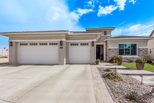 prairie-style house with a garage