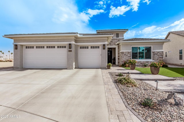 prairie-style house with a garage