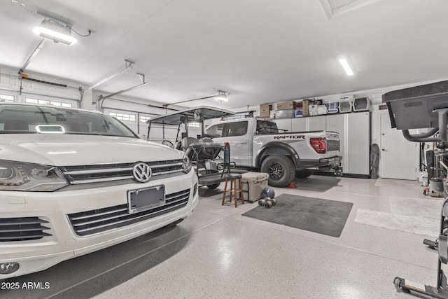 garage with a garage door opener