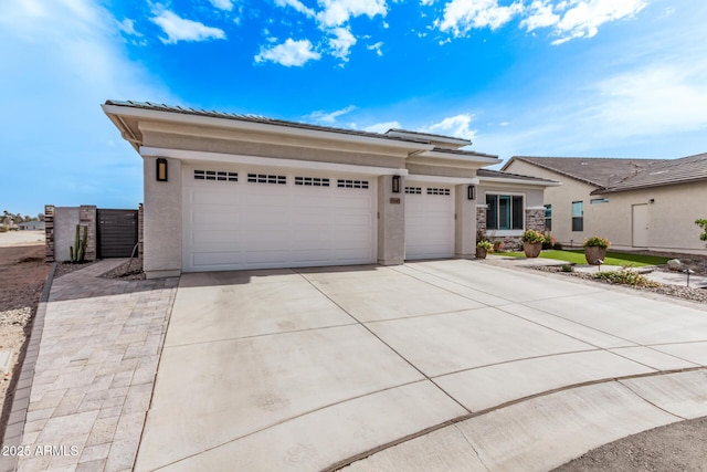 prairie-style house with a garage