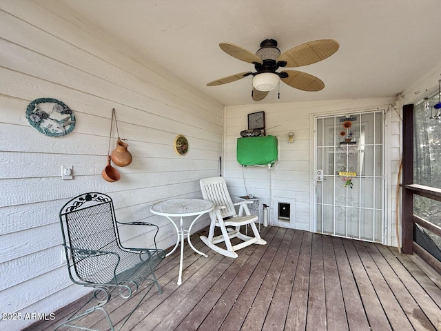 9495 E Marilyn Ln, Dewey, AZ 86327 - wooden terrace with ceiling fan
