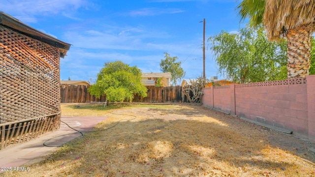 view of yard featuring a fenced backyard