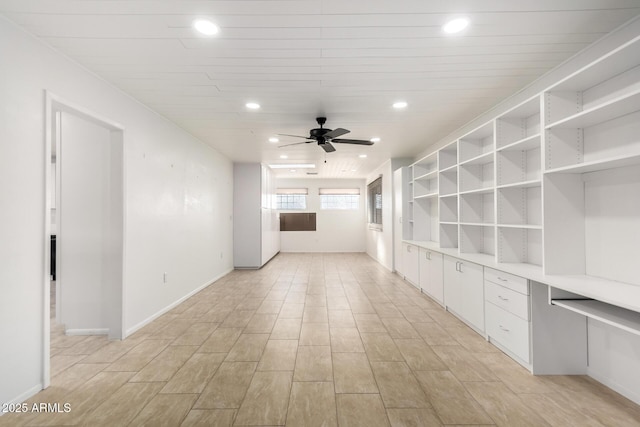 interior space featuring ceiling fan