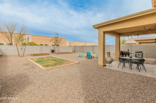 view of yard with a patio and a fenced backyard