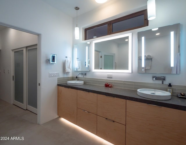 bathroom featuring vanity and tile patterned floors