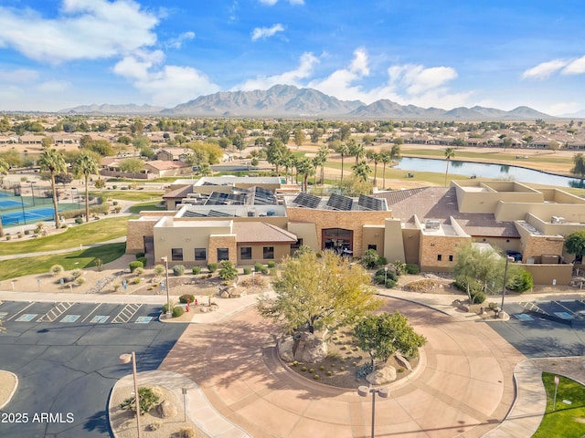 bird's eye view with a mountain view