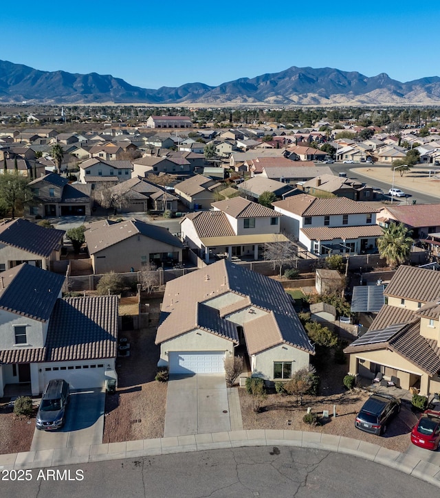 aerial view with a mountain view