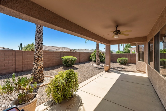 view of patio / terrace with ceiling fan