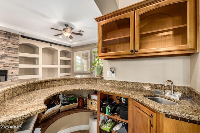 interior space featuring visible vents and a sink