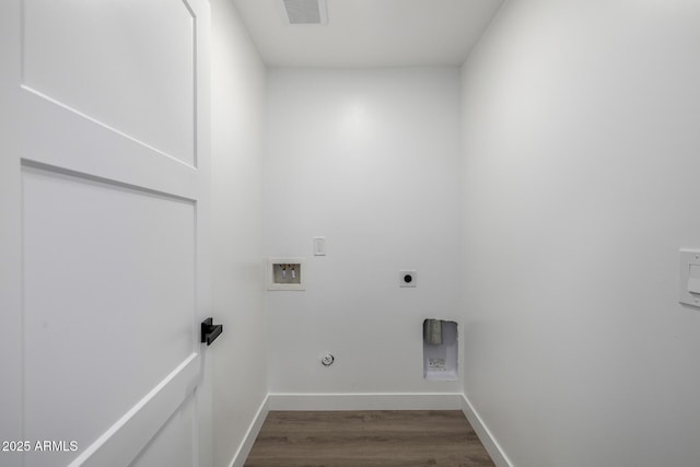 215 W Ruth Ave, Phoenix, AZ 85021 - washroom with hookup for an electric dryer, hookup for a washing machine, wood finished floors, and hookup for a gas dryer