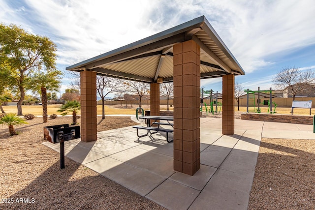 view of home's community with playground community, a patio, and a gazebo