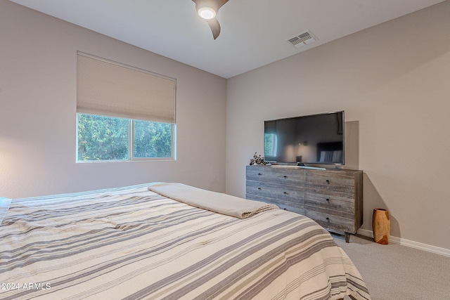 bedroom with carpet floors and ceiling fan