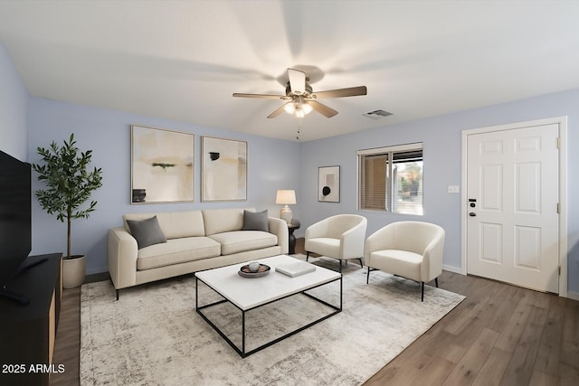 2726 W Meseto Cir, Mesa, AZ 85202 - living room with a ceiling fan and wood finished floors