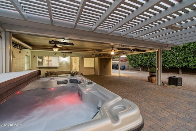 2726 W Meseto Cir, Mesa, AZ 85202 - view of patio featuring a ceiling fan and a pergola