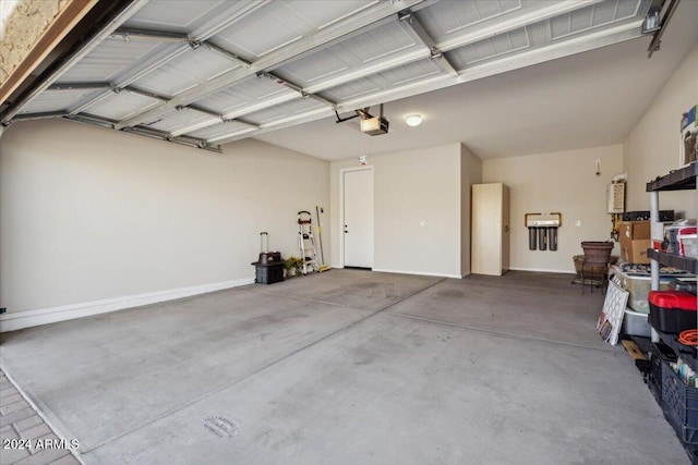 garage with a garage door opener