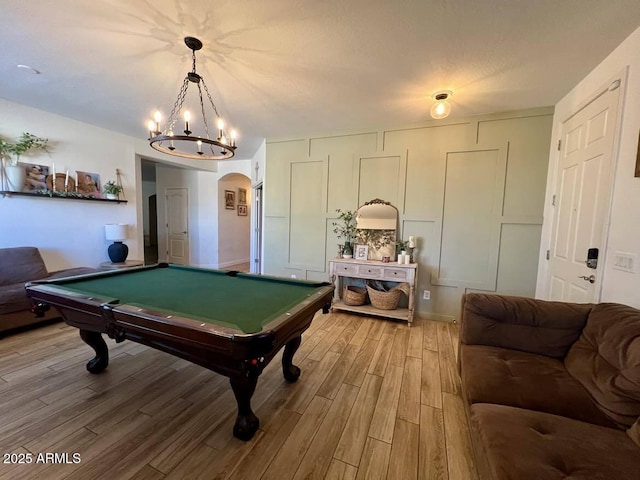 rec room featuring hardwood / wood-style flooring and pool table