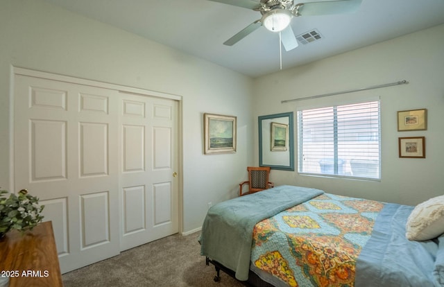 15848 W Calavar Rd, Surprise, AZ 85379 - bedroom with carpet floors, a ceiling fan, and a closet