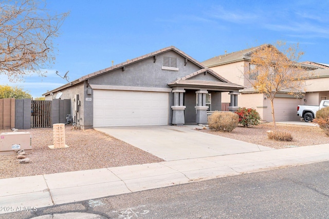 ranch-style home featuring a garage