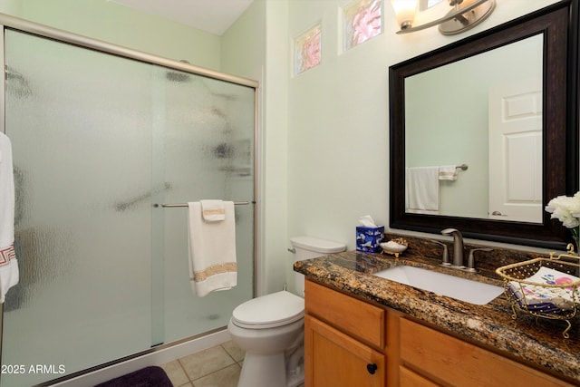 16158 W Copper Point Ln, Surprise, AZ 85374 - full bathroom with tile patterned floors, a shower stall, vanity, and toilet