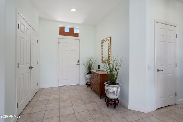 16158 W Copper Point Ln, Surprise, AZ 85374 - foyer with light tile patterned floors, baseboards, and recessed lighting