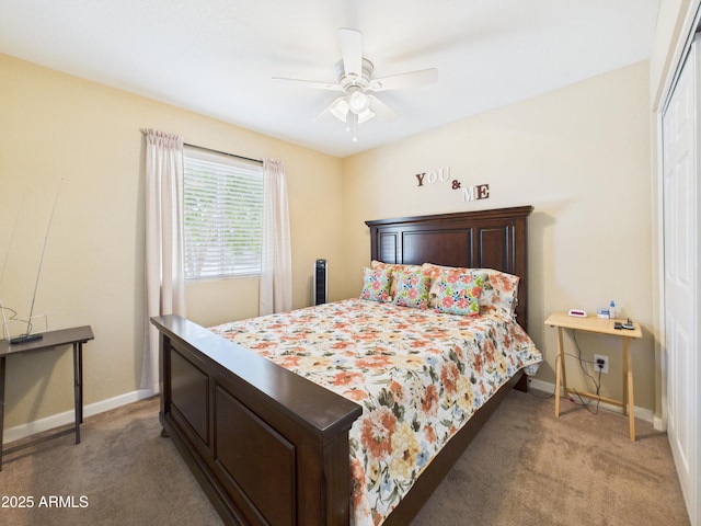 7676 W Sells Dr, Phoenix, AZ 85033 - bedroom with a closet, ceiling fan, baseboards, and carpet floors