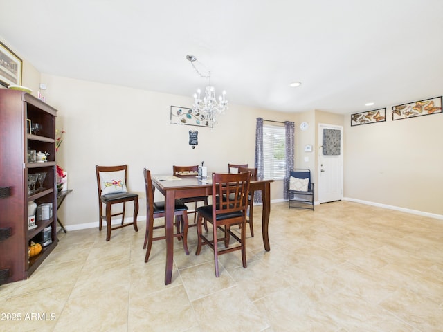 7676 W Sells Dr, Phoenix, AZ 85033 - dining room with a chandelier, recessed lighting, and baseboards