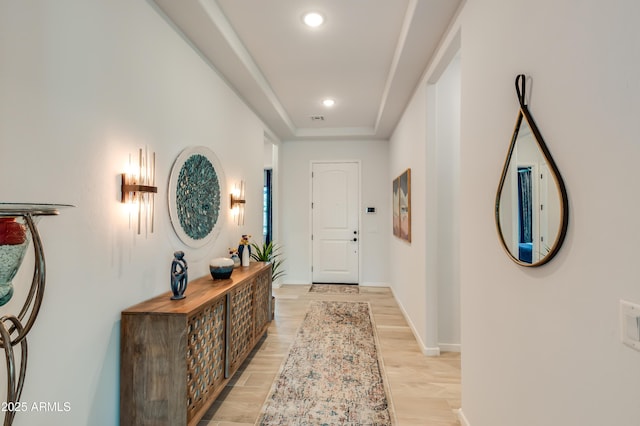 entryway with light hardwood / wood-style flooring