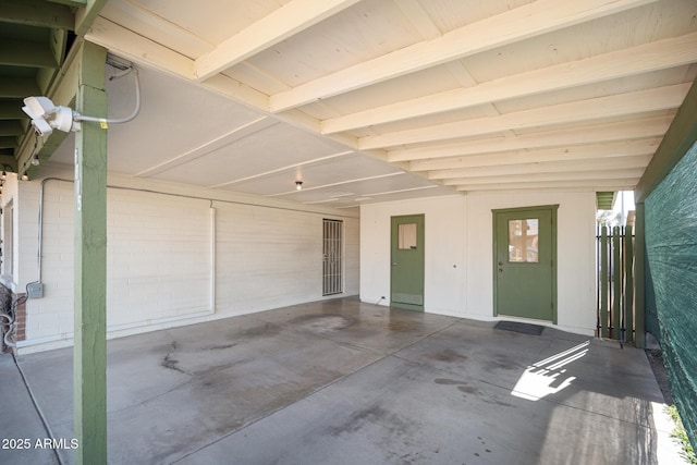 view of patio with an attached carport