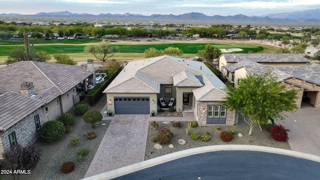 bird's eye view featuring a mountain view