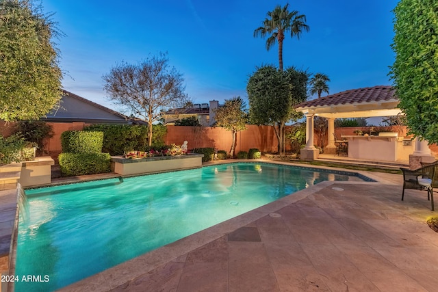 view of pool featuring a patio and pool water feature