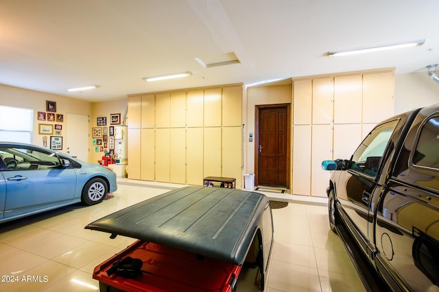 garage featuring gas water heater