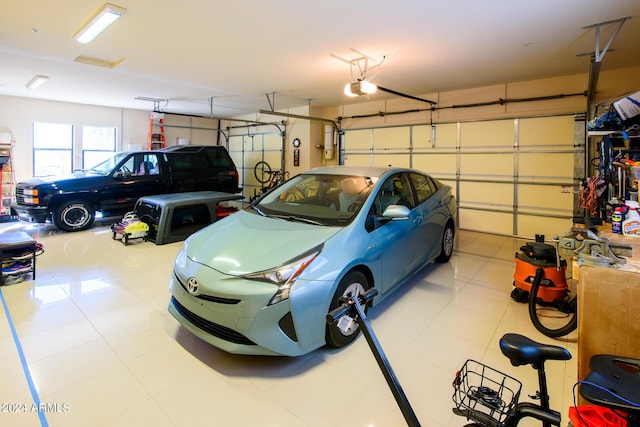 garage with a garage door opener