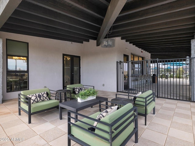 16005 W Bronco Trl, Surprise, AZ 85387 - view of patio / terrace with outdoor lounge area and fence